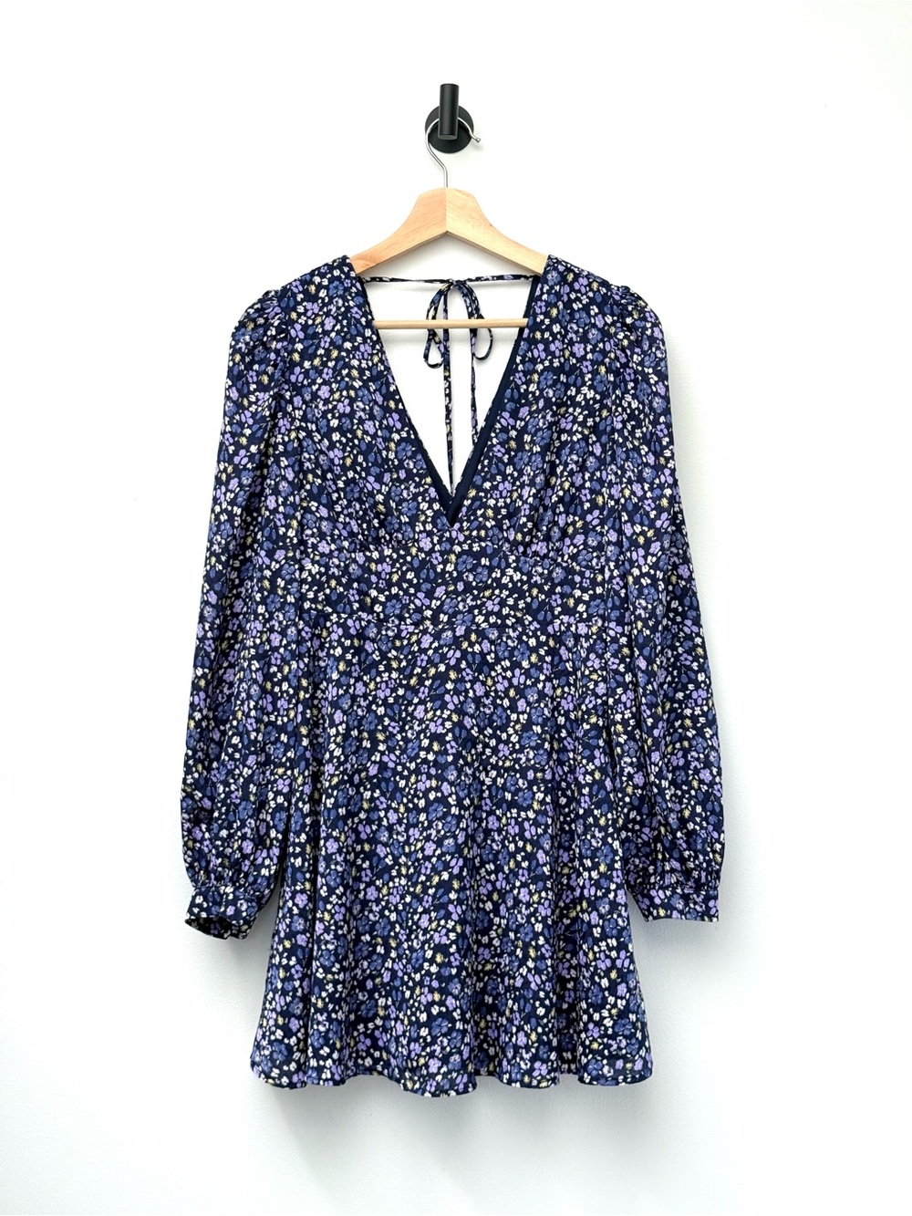 Dynamite Navy Floral Long Sleeve Mini Dress Cottagecore Boho Romantic